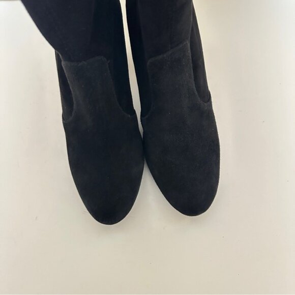 NEW Dune London Opticals Black Suede High Heels Stretch Women's Ankle Bootie S 7 - Picture 3 of 11